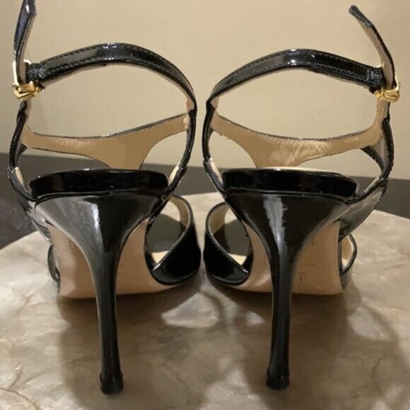 Charles David T-strap Patent Leather Peep Toe Heels Sz 8 AB - Picture 6 of 10